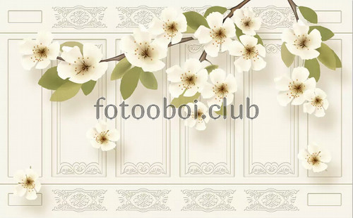 сакура, цветы, узор, абстракция, 3д, 3d